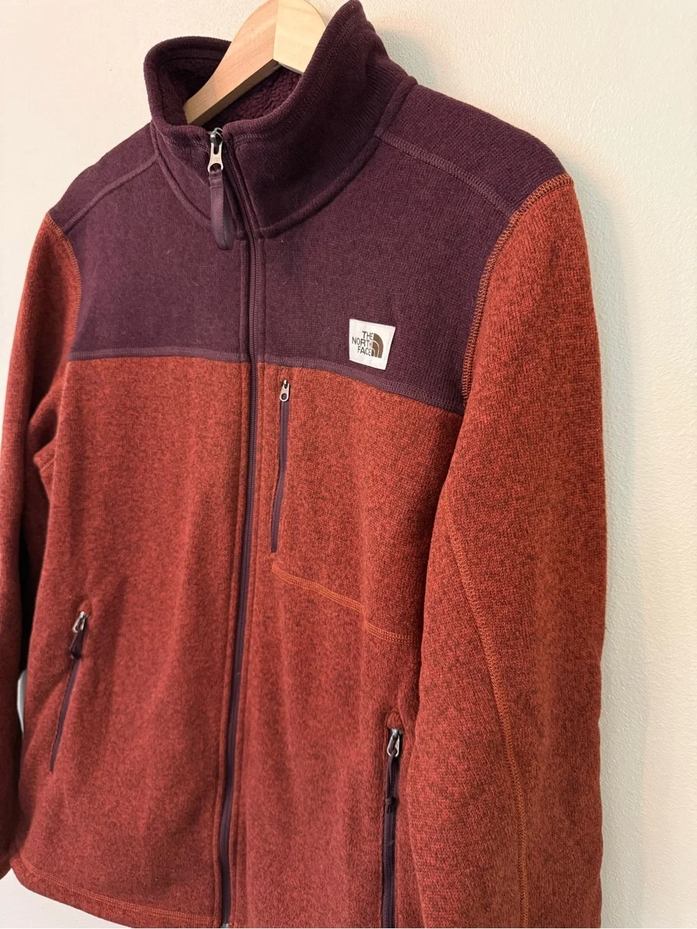 The North Face Gordon Lyons Full Zip Fleece Sweater Jacket Brandywine Orange L